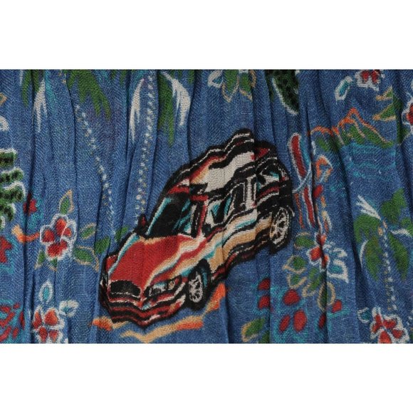 Saint Laurent Unisex SS16 Surf Palmeraie Hawaiian Print Scarf Blue Cashmere Silk - Picture 3 of 9